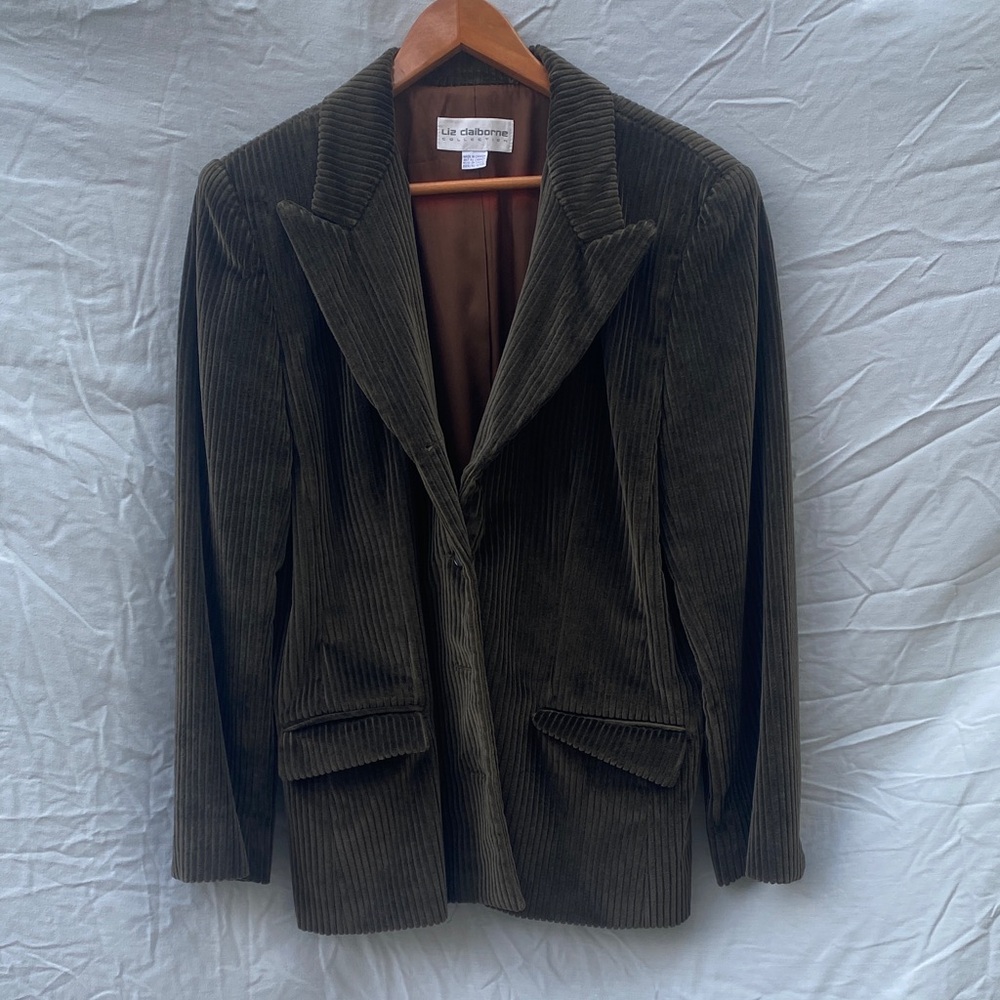 Liz Claiborne Dark Olive Corduroy Blazer